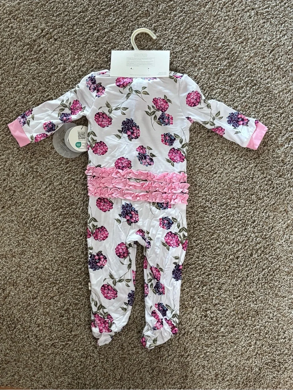 MILKBERRY 2 piece Outfit Zipper Sleeper & Headband Pink Floral NWT Sz 3-6 month